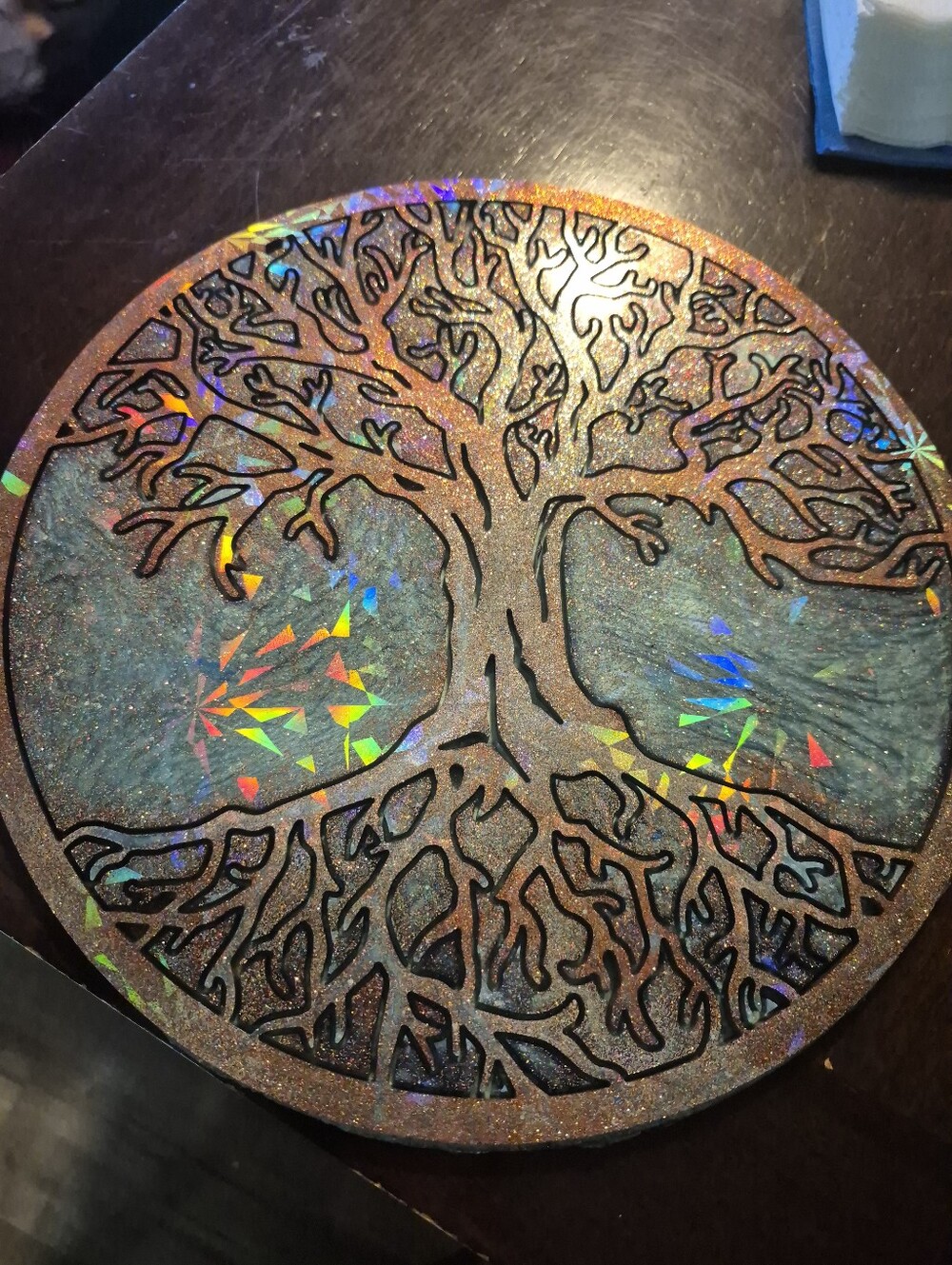 Handmade One Of A Kind Holographic Tree of Life Wall Art Or Window Hanging